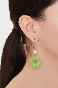 GOLD/GREEN Marble Floral Drop Earrings, image 1