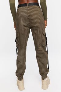 OLIVE/WHITE Pinstripe Belted Cargo Pants, image 4