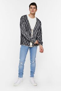 WHITE/BLACK Lattice Grid Cardigan Sweater, image 5