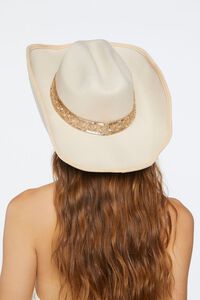CREAM/GOLD Sequin Ribbon-Trim Cowboy Hat, image 5
