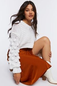 ROOT BEER Satin Side-Slit Midi Skirt, image 1