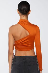RUST Ruched Cutout One-Sleeve Crop Top, image 3