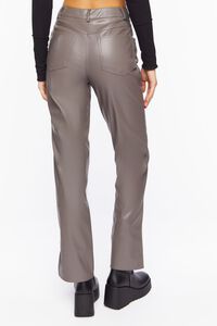 NEUTRAL GREY Faux Leather Straight-Leg Pants, image 4