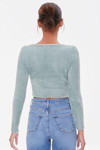 SAGE Fuzzy Cropped Cardigan Sweater, image 3