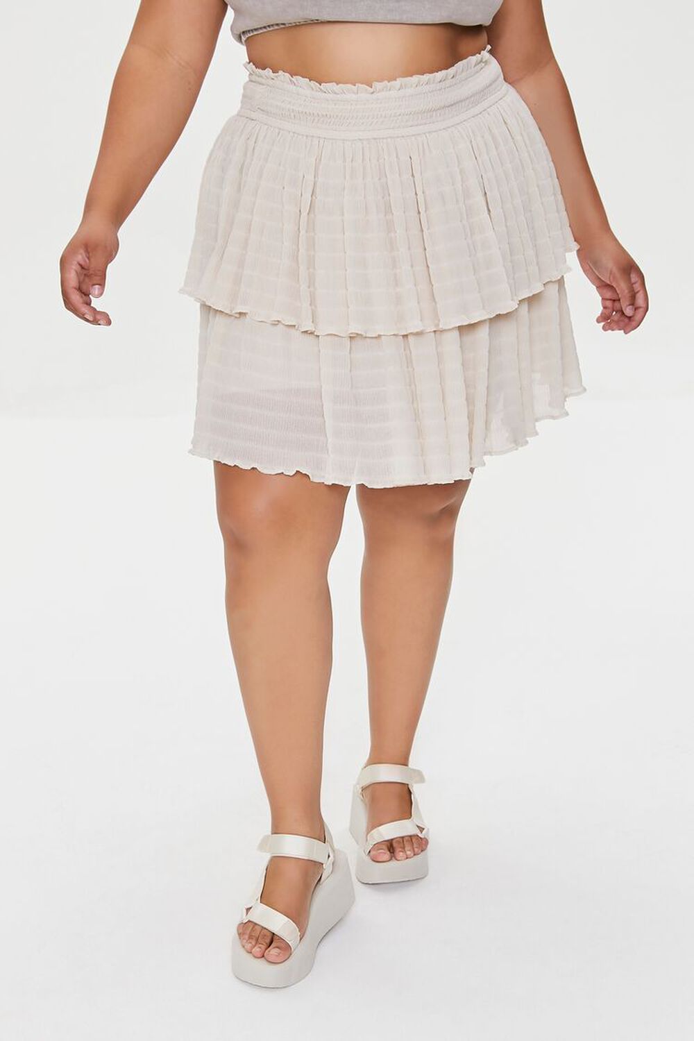 ASH BROWN Plus Size Tiered Flounce Mini Skirt, image 2