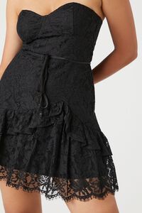 BLACK Lace Sweetheart Ruffle-Trim Dress, image 5