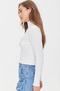 WHITE Ribbed Half-Zip Sweater, image 2