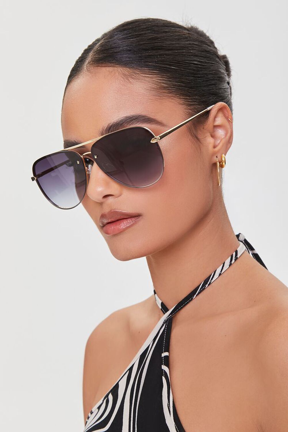 GOLD/BLACK Aviator Tinted Sunglasses, image 1