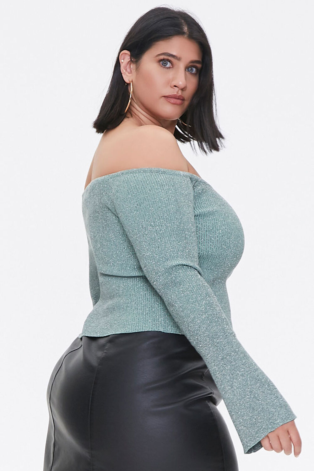 SAGE/BLACK Plus Size Off-the-Shoulder Sweater, image 2
