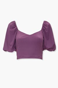 LAVENDER Ribbed Gathered-Sleeve Top, image 1
