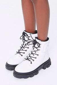 WHITE Quilted Platform Ankle Booties, image 1