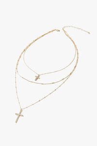 GOLD/CLEAR Cross Pendant Layered Necklace, image 3