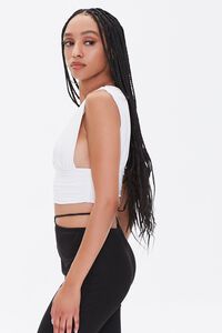 WHITE Plunging Ruched Crop Top, image 2