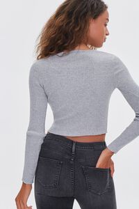HEATHER GREY Ribbed Sweater-Knit Crop Top, image 3