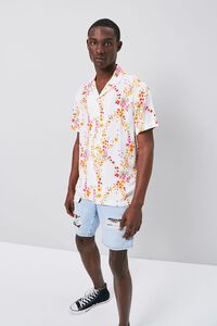 WHITE/MULTI Floral Print Fitted Shirt, image 4