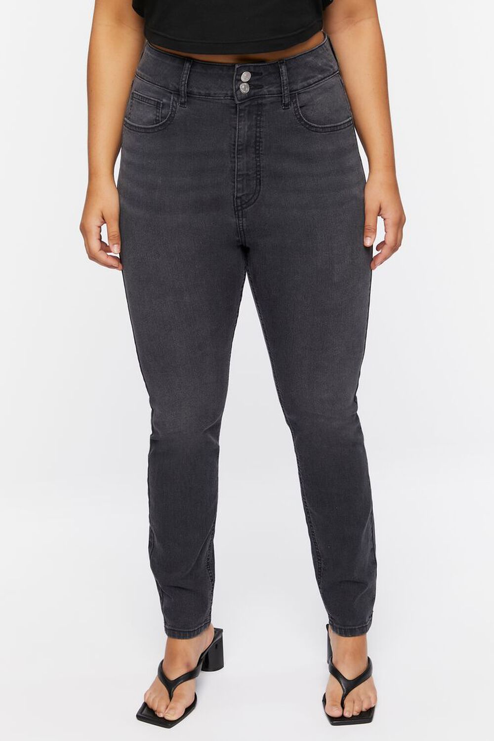 WASHED BLACK Plus Size Uplyfter Skinny Jeans, image 2