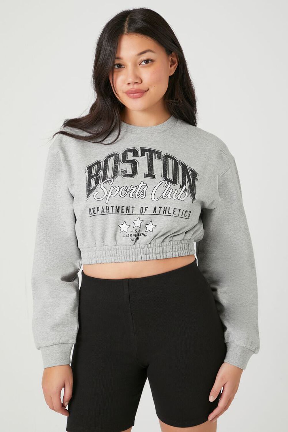 FOREVER 21 Boston Graphic Cropped Pullover Для женщин Толстовки и