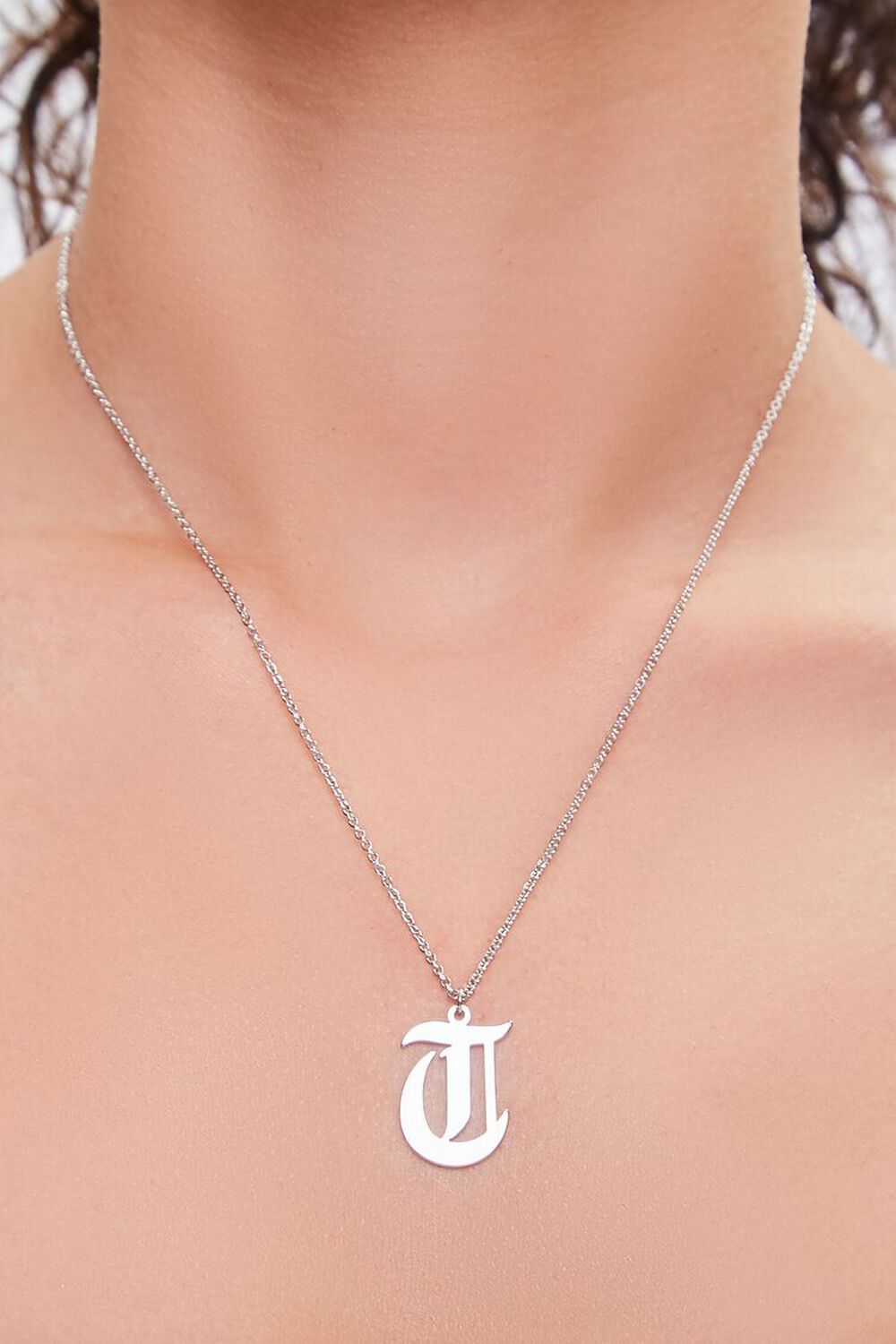 SILVER/T Initial Pendant Chain Necklace, image 1