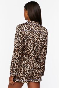 TAN/MULTI Satin Leopard Shirt & Shorts Pajama Set, image 3