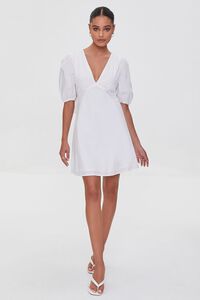 WHITE Cutout Puff Sleeve Mini Dress, image 4