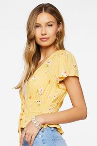 YELLOW/MULTI Plunging Floral Print Top, image 2