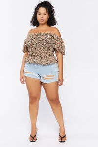 BLACK/MULTI Plus Size Floral Puff-Sleeve Top, image 4