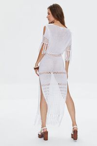 WHITE Crochet Tassel-Trim Midi Dress, image 3