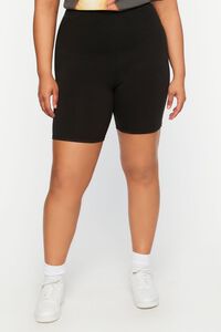 BLACK Plus Size Organically Grown Cotton Biker Shorts, image 2