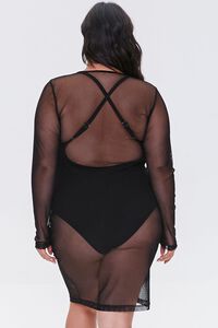 BLACK Plus Size Mesh Swim Cover-Up Dress, image 3