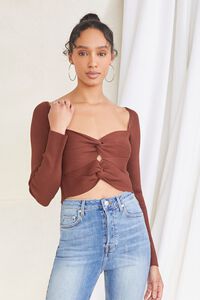BROWN Sweetheart Sweater-Knit Top, image 1