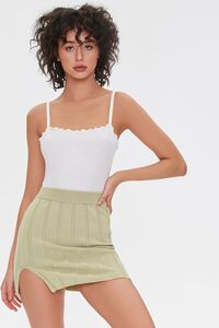 LIGHT GREEN Wide-Ribbed Mini Skirt, image 1