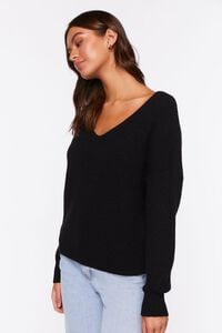 BLACK Ribbed Drop-Sleeve Sweater, image 2