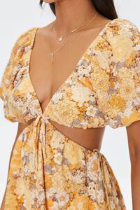 YELLOW/MULTI Plunging Floral Mini Dress, image 5