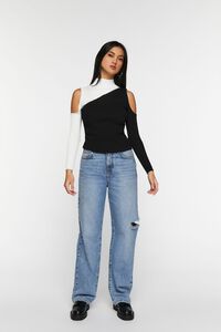BLACK/VANILLA Open-Shoulder Colorblock Sweater, image 6