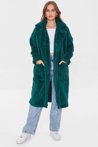 HUNTER GREEN Faux Fur Teddy Coat, image 4