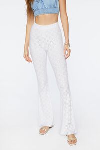 WHITE Pointelle High-Rise Flare Pants, image 2