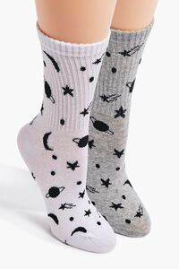 Outer Space Print Crew Socks, image 1