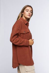 BROWN Fleece Button-Front Shacket, image 2