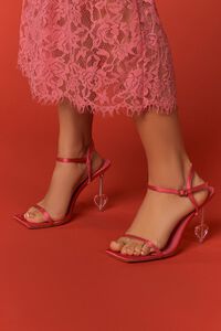 RED Satin Heart Stiletto Heels, image 1
