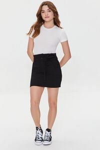BLACK Belted Paperbag Mini Skirt, image 5