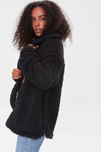 BLACK Faux Shearling Button-Front Jacket, image 2