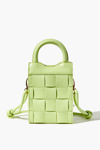 GREEN Faux Leather Crosshatch Quilted Crossbody Bag, image 4