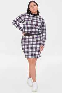 BLACK/WHITE Plus Size Plaid Top & Mini Skirt Set, image 4