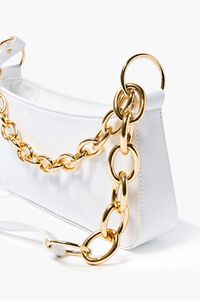 WHITE Faux Leather Chain Shoulder Bag, image 4