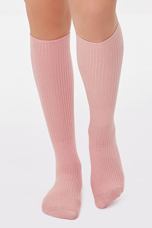 PEACH  Ribbed Knee-High Socks, image 4