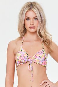 FLORAL/MULTI Floral Print Triangle Bikini Top, image 2