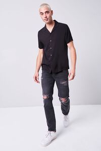 BLACK Collared Button-Front Shirt, image 4