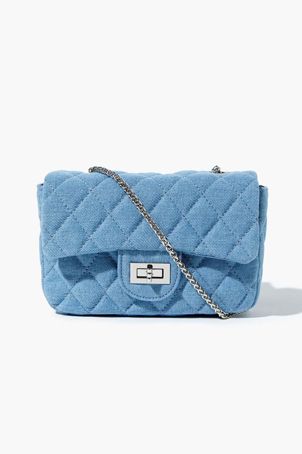 Quilted Denim Chain Crossbody Bag