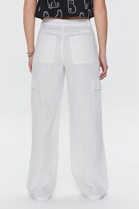 WHITE Linen-Blend Cargo Pants, image 4