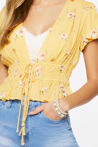 YELLOW/MULTI Plunging Floral Print Top, image 5